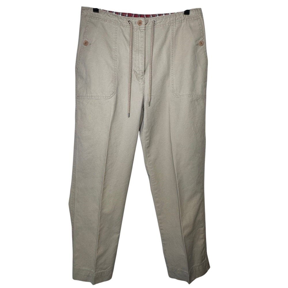 Lauren Ralph Lauren Khaki Capri Pants Women 8 Cotton Utility Drawstring VTG 90s